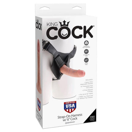 Box of King Cock Adjustable Strap-On with Dildo 6 - Flesh harness set