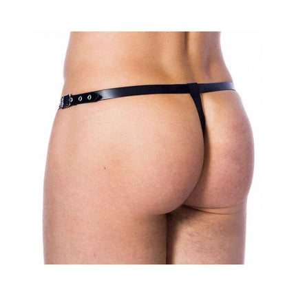 Adjustable Thong with Ring Crotch in premium leather with adjustable straps for a custom fit, showcasing a bold and sensual design.