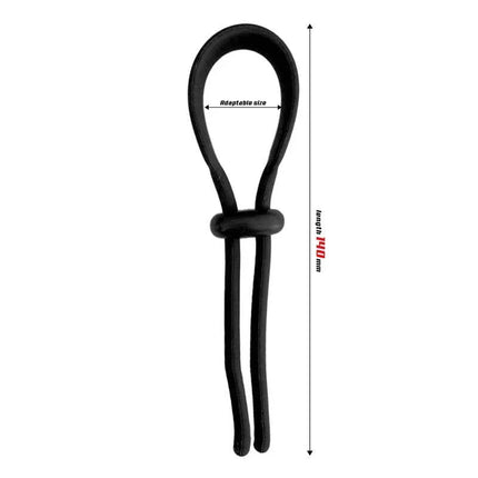 Adjustable Wider Arrest Silicone Cock Ring with adaptable size, black, 100% silicone for comfort and durability, Beast Rings.