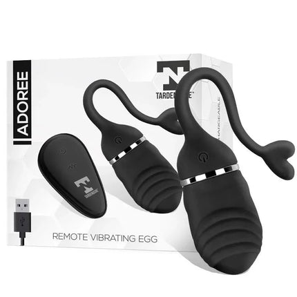 Adoree Vibrating Egg USB Remote Control USB Silicone in black with packaging