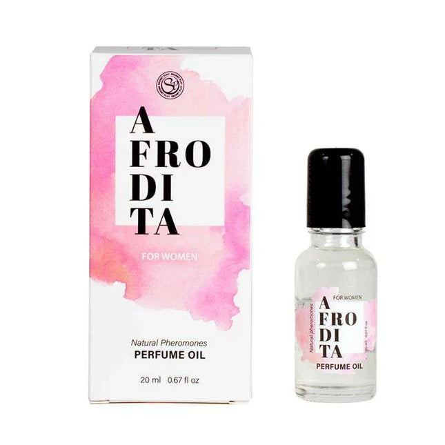 Afrodita Oil Pheromones Perfume 20 ml roll-on fragrance bottle and packaging for women.