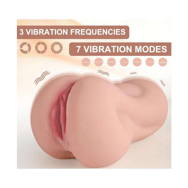 Agatha Vibrating Masturbator with textured tunnel, 7 vibration modes, and 3 speed settings for customizable solo pleasure experience