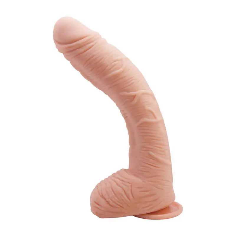 Alex Curved Dildo with Testicles G - Spot Suction Cup Flesh - secretsextoys.store