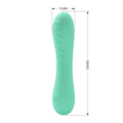 Alexisrose Vibrator Full Silicone, teal, 100% body-safe silicone with measurements: 31mm width, 150mm length for targeted pleasure.