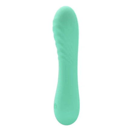 Alexisrose Vibrator Full Silicone in mint color, featuring a smooth, curved design for targeted stimulation.