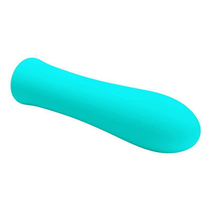 Alfreda Vibrating Bullet USB, turquoise silicone vibrator, compact design, targeted stimulation, USB rechargeable, discreet and portable