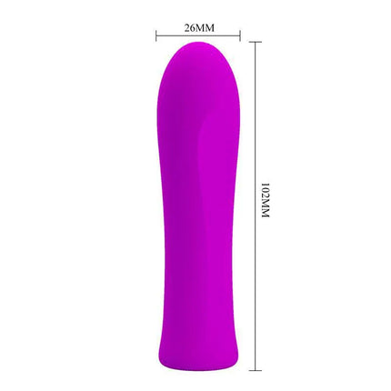Alfreda Vibrator Violet with compact and flexible silicone design, showcasing 12 vibration modes for personalized pleasure.