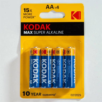 Alkaline Super Max AA LR6 Battery Blister of 4 for reliable power in remotes, toys, and flashlights. Durable 1.5V batteries in clear packaging.