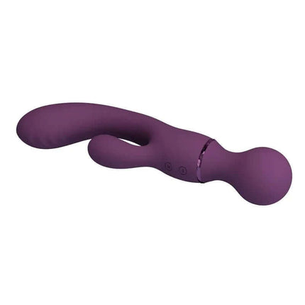 All Roundet Viba and Massager 2 in 1 - Silicone vibrator with dual-head for G-spot and clitoral stimulation with wand handle.