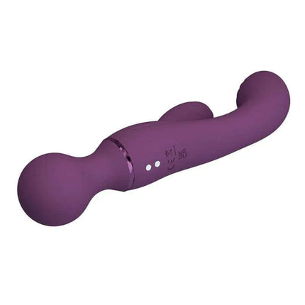All Roundet Viba and Massager 2 in 1, silicone vibrator with dual G-spot and clitoral heads, purple color, ergonomic wand-style handle.