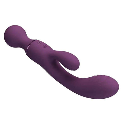 All Roundet Viba and Massager 2 in 1 silicone vibrator with dual-head design for G-spot and clitoral stimulation, purple color.