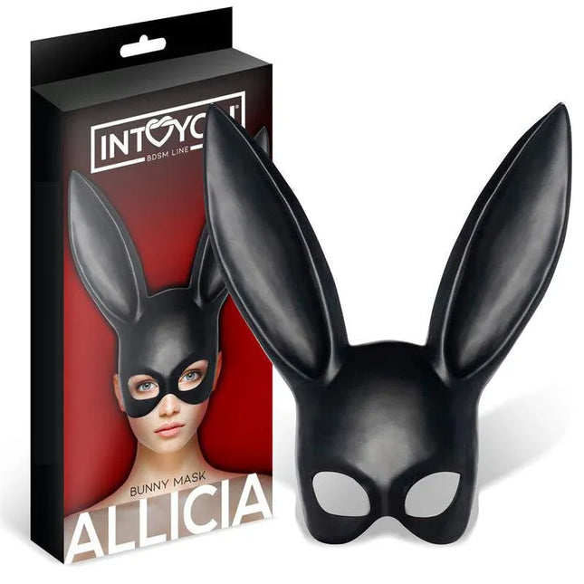 Allicia Bunny Mask Black - Handmade BDSM mask with playful silhouette, durable fabric, and comfortable fit for extended wear.