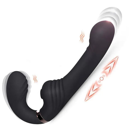 Allow Vibe with rotation and thrusting, dual-head massager with vibration, thrusting, rotating beads for intimate stimulation