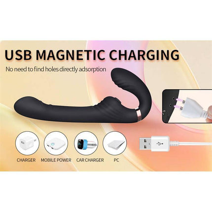 Allow Vibe with rotation and thrusting dual-head massager featuring USB magnetic charging, ideal for versatile exploration and stimulation.