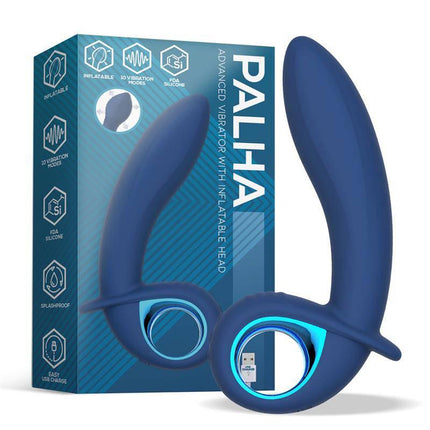 Alpha Advanced Vibe with Inflatable and Vibration Function USB Silicone in blue with packaging