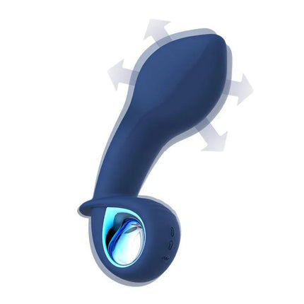 Alpha Advanced Vibe with Inflatable and Vibration Function USB Silicone in blue, showing dual-function design and USB rechargeability.