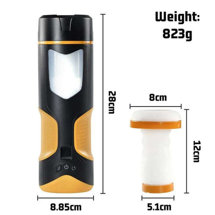 Alston Thrusting and Rotating Masturbator with dimensions and weight details, highlighting its design and size for personalized pleasure.