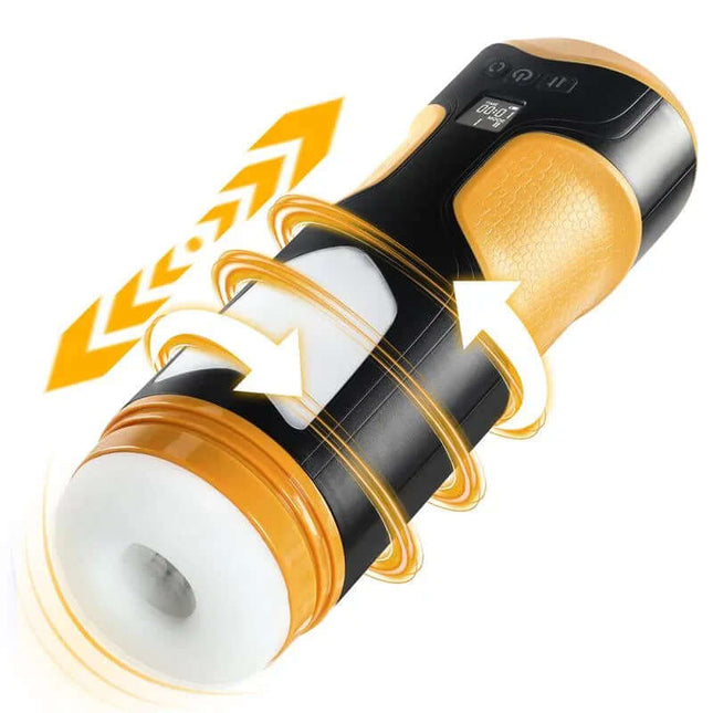 Alston Thrusting and Rotating Masturbator showcasing 8 thrusting speeds and rotating features for customizable pleasure.
