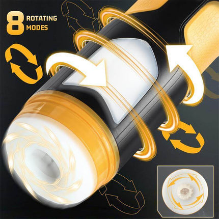 Alston Thrusting and Rotating Masturbator with 8 rotation modes illustrated.