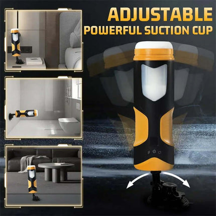 Alston Thrusting and Rotating Masturbator with adjustable powerful suction cup, futuristic design for varied sensations and customizable intensity