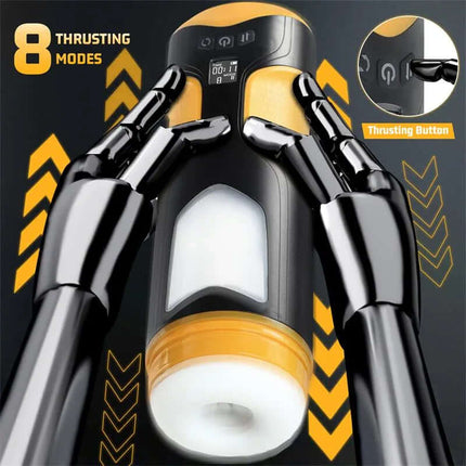 Alston Thrusting and Rotating Masturbator with 8 thrusting modes and rotation frequencies, futuristic design for tailored pleasure.