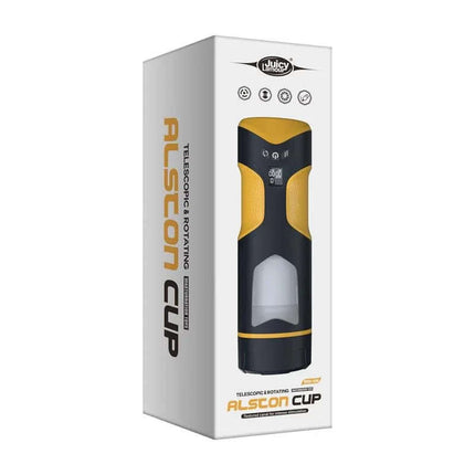 Packaging of Alston Thrusting and Rotating Masturbator featuring sleek design for men.