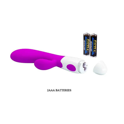 Alvis 30 Function Vibe Pink vibrator with batteries included, dual motors for simultaneous stimulation with 30 customizable patterns.