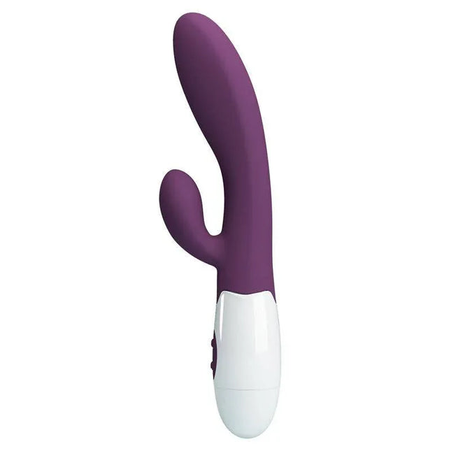Alvis 30 Functions Vibe Purple dual-action vibrator in satin-finish silicone for enhanced pleasure and comfort.