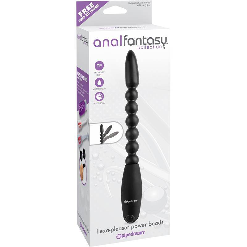 Anal Balls with Vibration Flexa Pleaser Black - secretsextoys.store