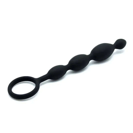 Anal Beads 19,5 cm - black silicone beads with graduated design for progressive sensations.