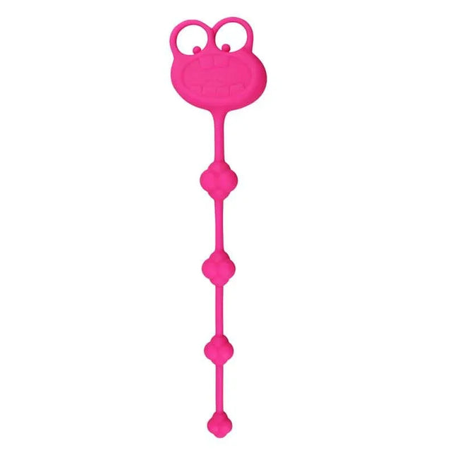 Anal Beads Frog Pink - Medical-grade silicone, flexible design, by Psyche Experience