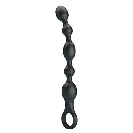 Pretty Love 10 Function Anal Beads with Vibration, black silicone, progressive design, solo or shared use.