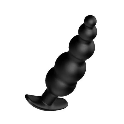 Anal Bubble Plug Black Silicone for beginner-friendly anal exploration with ergonomic bubble-tip design and soft-touch silicone material.