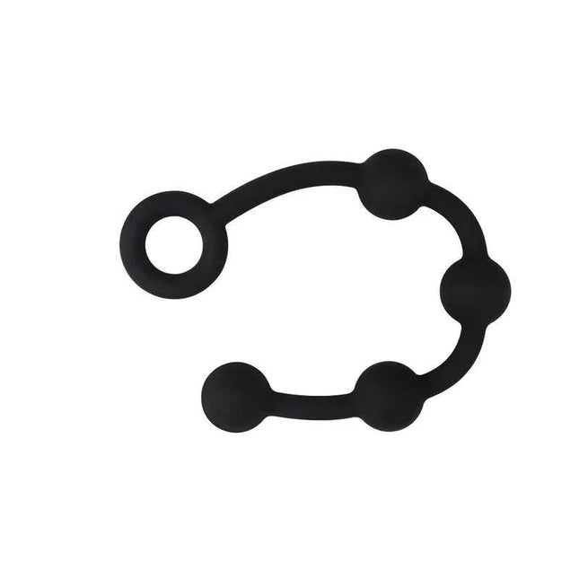 Black silicone Anal Chain P Storm Beads Size S - 12.9 with flexible round beads for beginner to advanced users.