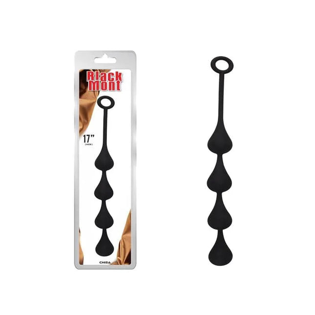Anal Chain Penetrator Size M - 17.3, flexible silicone accessory for adults, oval ball design, 44 cm length, packaging shown