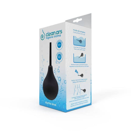Anal Douche Black 120 ml in packaging for intimate hygiene and comfort with soft medical PVC materials, phthalate-free design.