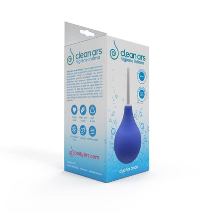 Packaging of Anal Douche Blue 160 ml, featuring compact design for hygiene and safety, suitable for personal care and professional use.
