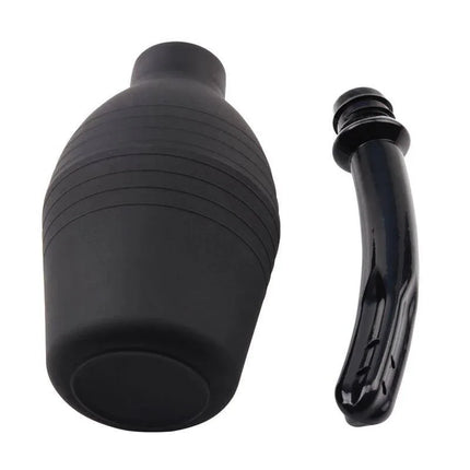 Anal Douche Booty Cleanse 25.5 cm Black with long neck and extra cover, designed for hygienic and comfortable use.