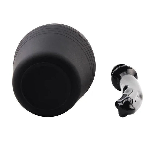 Anal Douche Booty Cleanse 25.5 cm Black with long neck and detachable cover for hygienic use.