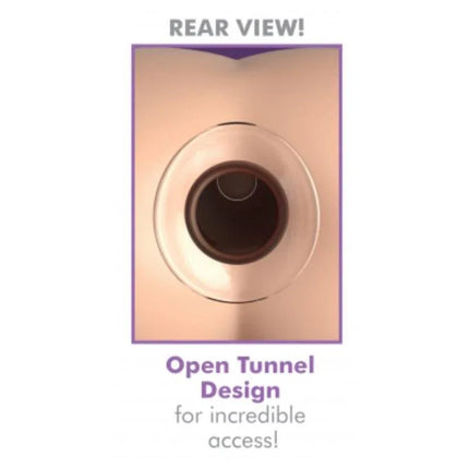 Rear view of Anal Gaper Large Clear toy showcasing open tunnel design for amazing access.