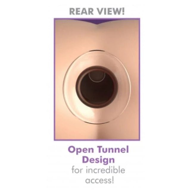 Rear view of Anal Gaper Large Clear toy showcasing open tunnel design for amazing access.