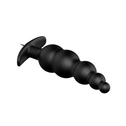 Anal Plug Bubbles Vibrator Black withRemote Control featuring bubble texture and soft silicone exterior.
