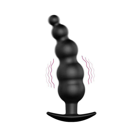 Anal Plug Bubbles Vibrator Black withRemote Control featuring bubble design and wireless remote for precise stimulation.