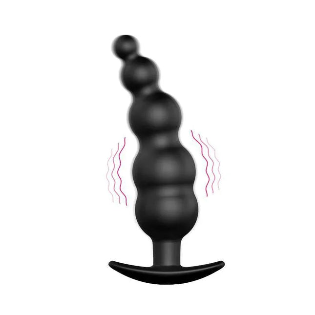 Anal Plug Bubbles Vibrator Black withRemote Control featuring bubble design and wireless remote for precise stimulation.