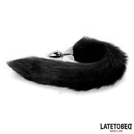 Anal Plug with Tail - Black 40 cm from Latetobed BDSM Line, featuring a classic metal design with elegant, silky tail for bold sensations.