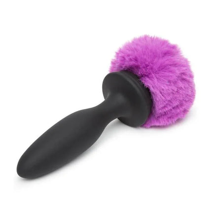 Anal Plug with Vibration and Double Base Purple Large featuring a fluffy purple base, designed for advanced pleasure and safety.