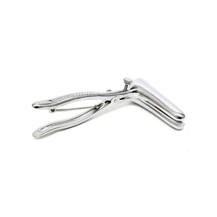Anal Speculum with 2 Spoons Chrome-Silver, dual spoon design for rectal examination, chrome-plated medical tool, clear visibility for professionals