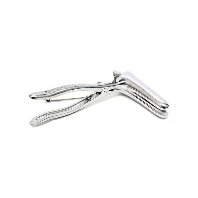 Anal Speculum with 2 Spoons Chrome-Silver, dual spoon design for rectal examination, chrome-plated medical tool, clear visibility for professionals