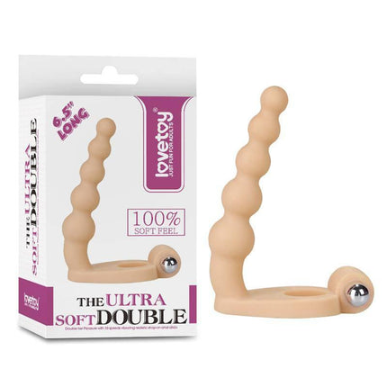 Anal Stimulator The Ultra Soft Bead 6.5 with Vibration Flesh premium anal toy with packaging.