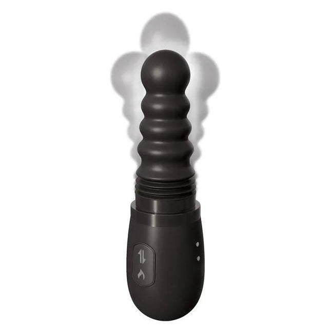 Anal Stimulator with Vibration, Rotation and Up and Down featuring ribbed design for enhanced pleasure and varied sensations.